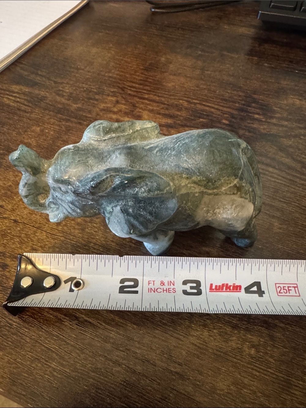 Green Moss Agate Crystal Elephant Figurine - Decorative Home Accent